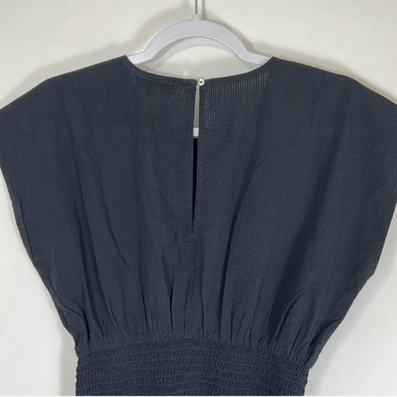 Madewell Black Midi Dress with Smocked Waist - Picture 9 of 13